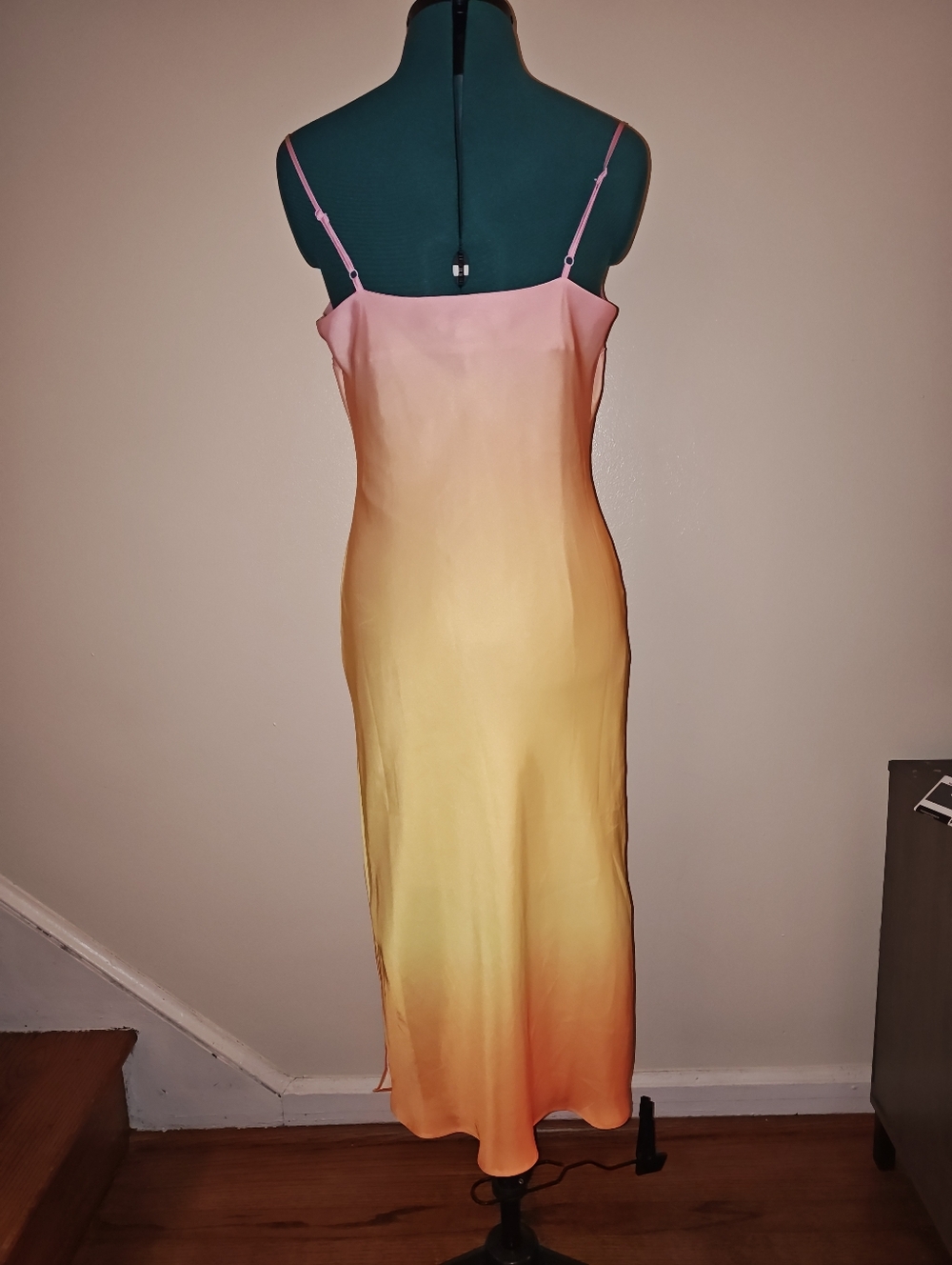 Express Sleeveless Ombre Pink, Yellow, and Orange Slip Dress - Picture 2 of 5